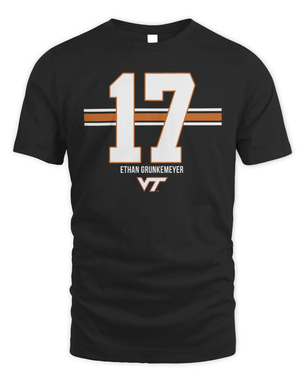 Virginia Tech Football Ethan Grunkemeyer Name Number Stripe Hoodie Sweatshirt