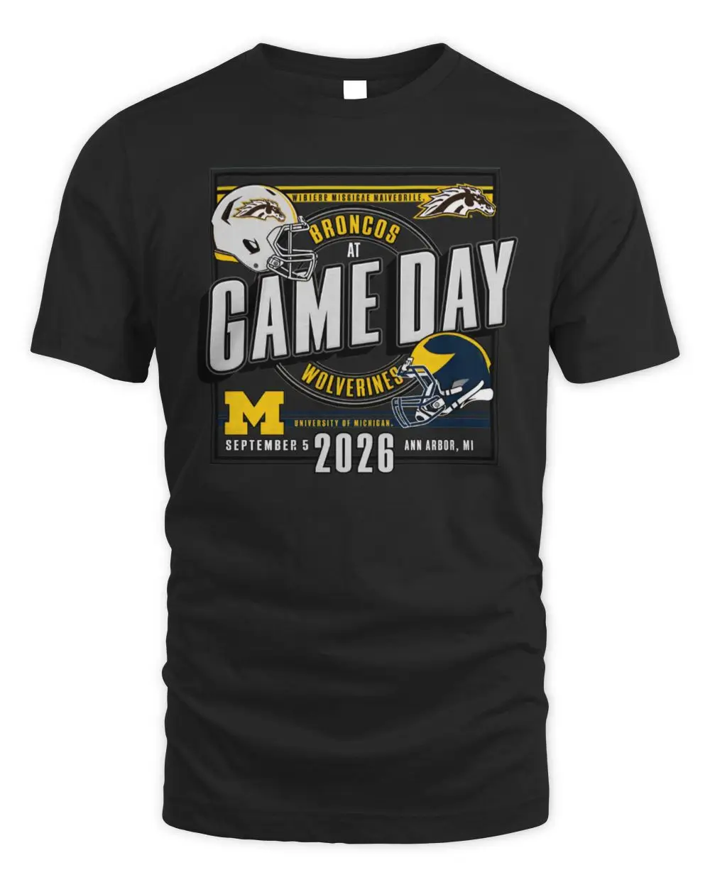 Western Michigan Broncos At Michigan Wolverines Game Day 2026 Ann Arbor MI Football Graphic Hoodie Western Michigan Broncos At Michigan Wolverines Game Day 2026 Ann Arbor MI Football Graphic Hoodie - Image 1