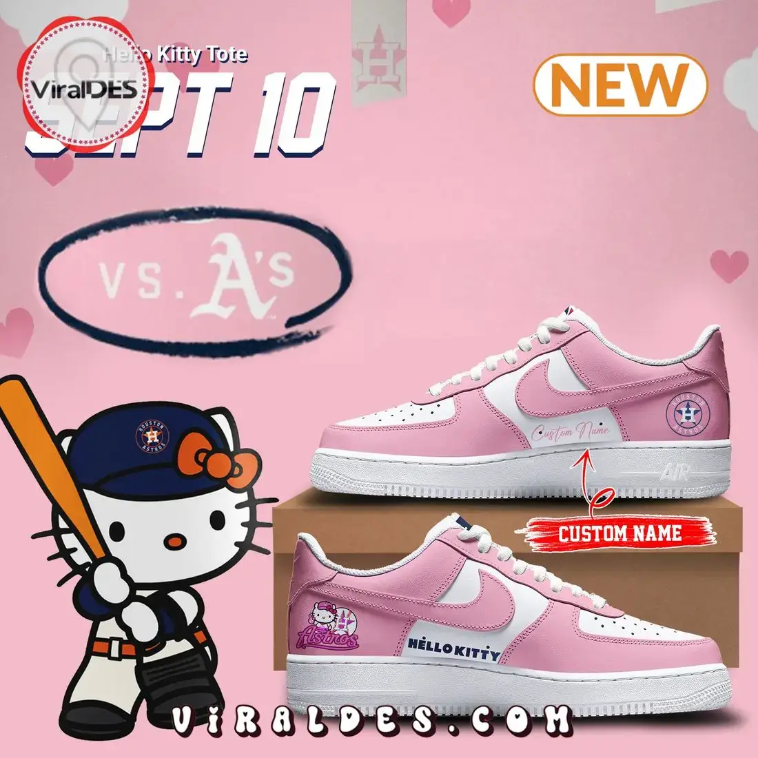2024 Houston Astros x Hello Kitty Custom Air Force 1 Shoes - Image 2
