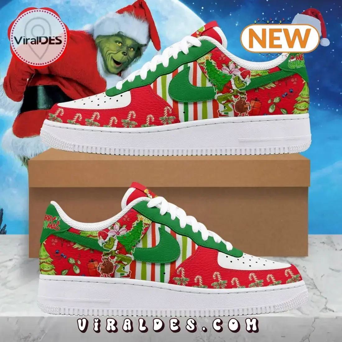 2024 Merry Grinchmas Christmas Air Force 1 Shoes