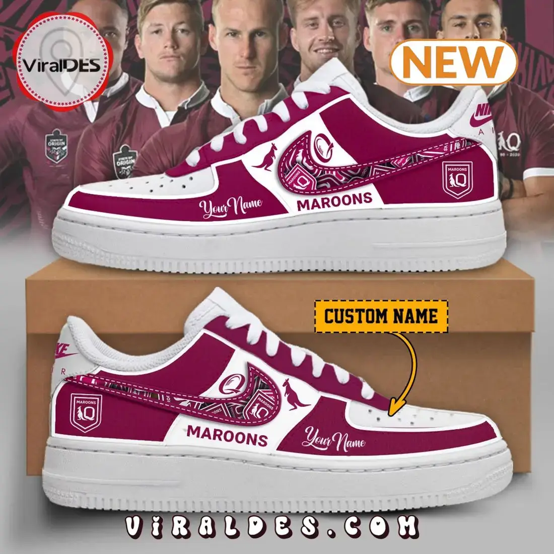 2024 QLD Maroons Custom Special Design Air Force 1 Shoes - Image 2