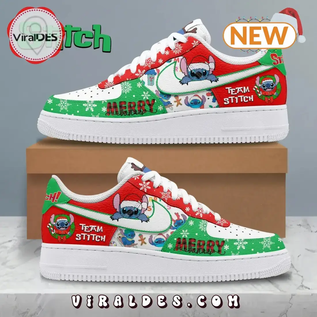 2024 Stitch Merry Christmas Gifts Air Force 1 Shoes
