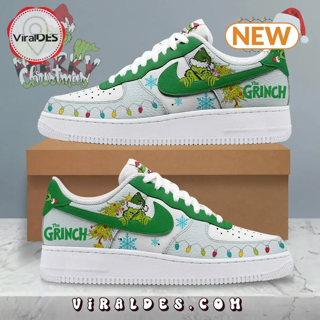 2024 The Grinch Merry Christmas Gifts Air Force 1 Shoes