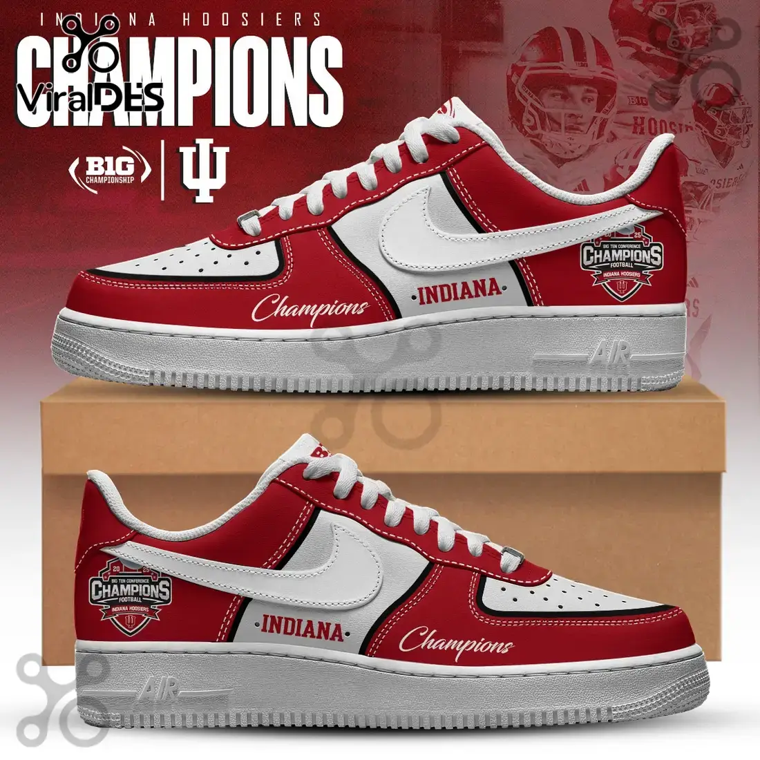 2025 Indiana Hoosiers Champions Air Force 1 Shoes Limited Edition