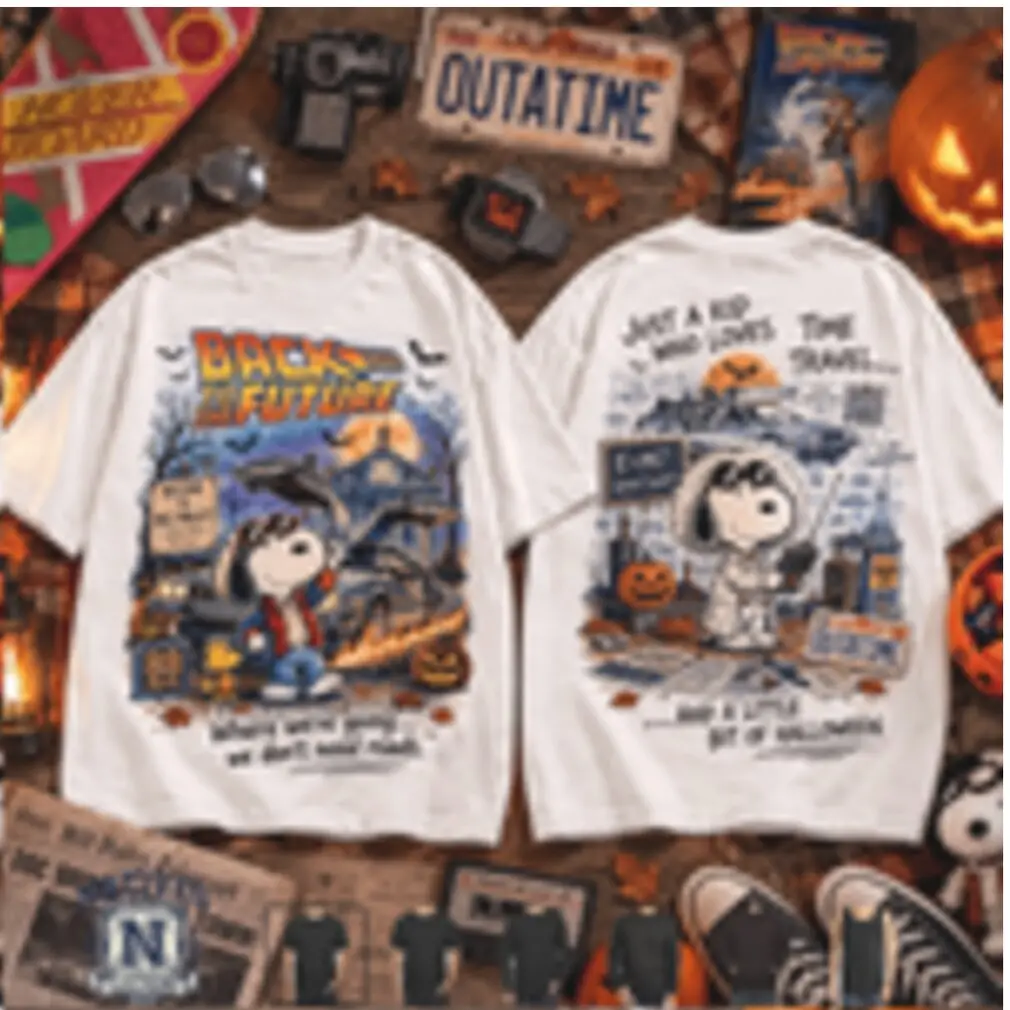 Back To The Future Snoopy Retro Halloween Time Travel T Shirt