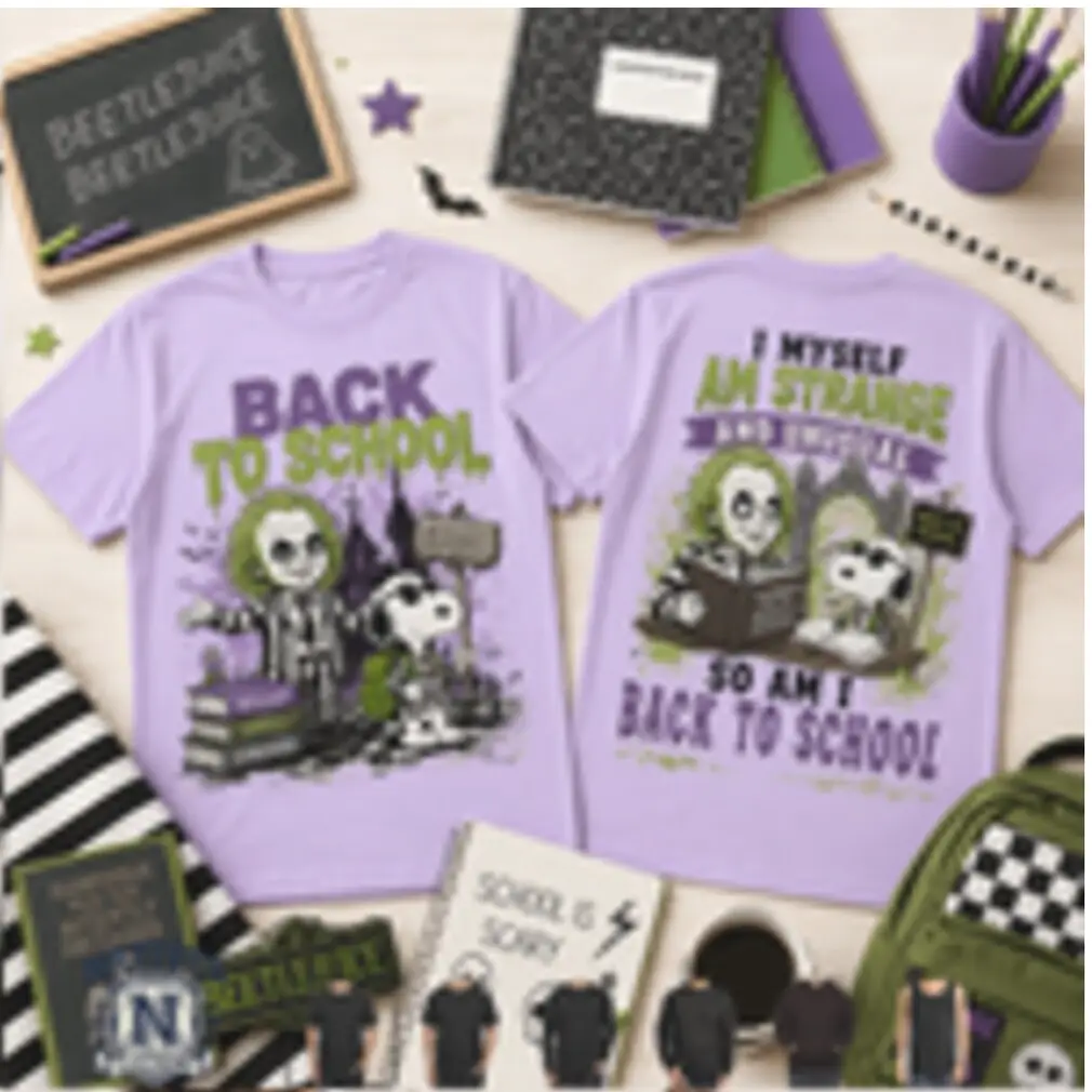 Back To School Snoopy Dog Beetlejuice Strange And Unusual T Shirt
