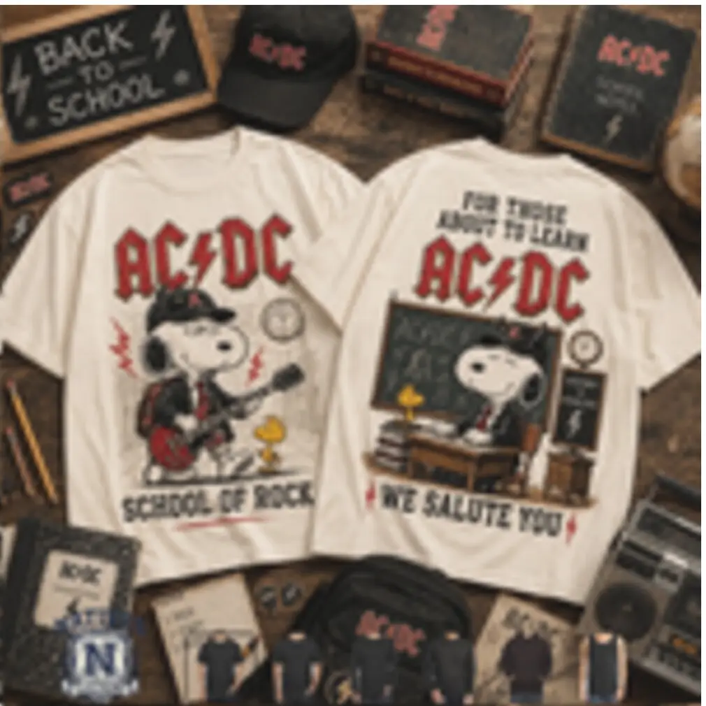 AC DC Rock Snoopy Guitar For Those About To Learn Graphic T Shirt