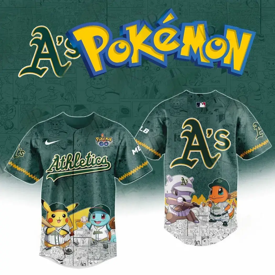 2025 Athletics Pokemon Go Special Edition Baseball Jersey Gifts For Baseball Fans Image
