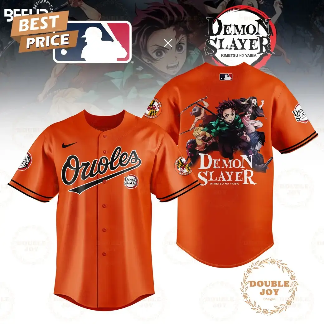 2025 Baltimore Orioles MLB Demon Slayer Kimetsu No Yaiba Limited Edition Baseball Jersey - Orange Image