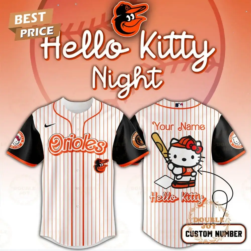 2025 Baltimore Orioles Mlb Hello Kitty Night Custom Name Limited Edition Baseball Jersey Image