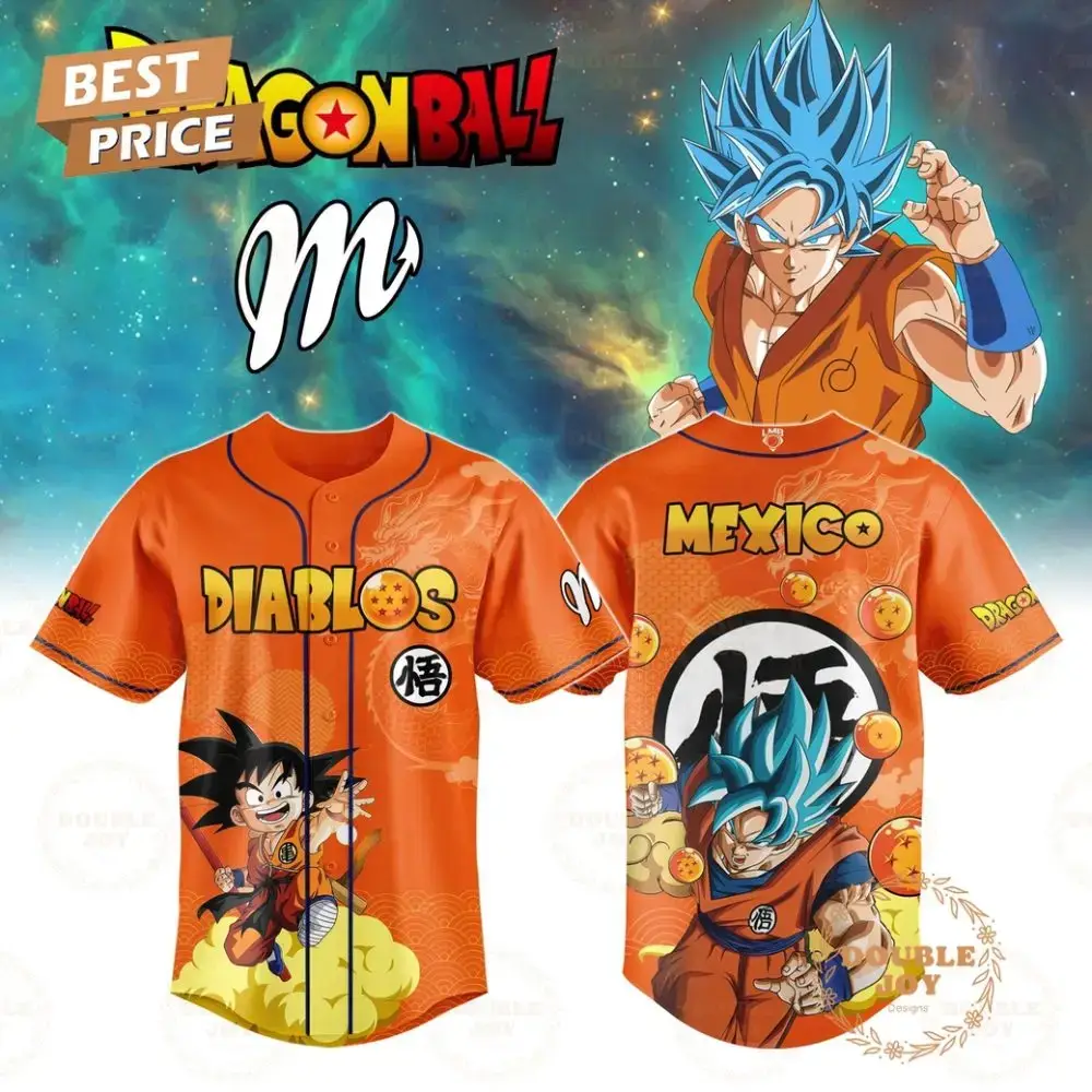 2025 Goku X Diablos Rojos Del Mexico Dragonball Limited Edition Baseball Jersey Image