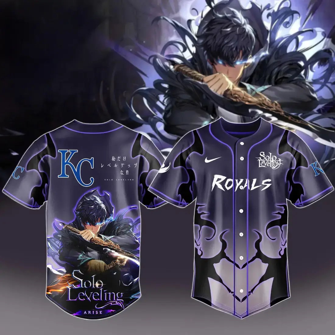 2025 Kansas City Royals x Solo Leveling Baseball Jersey Gifts For Baseball Fans Image