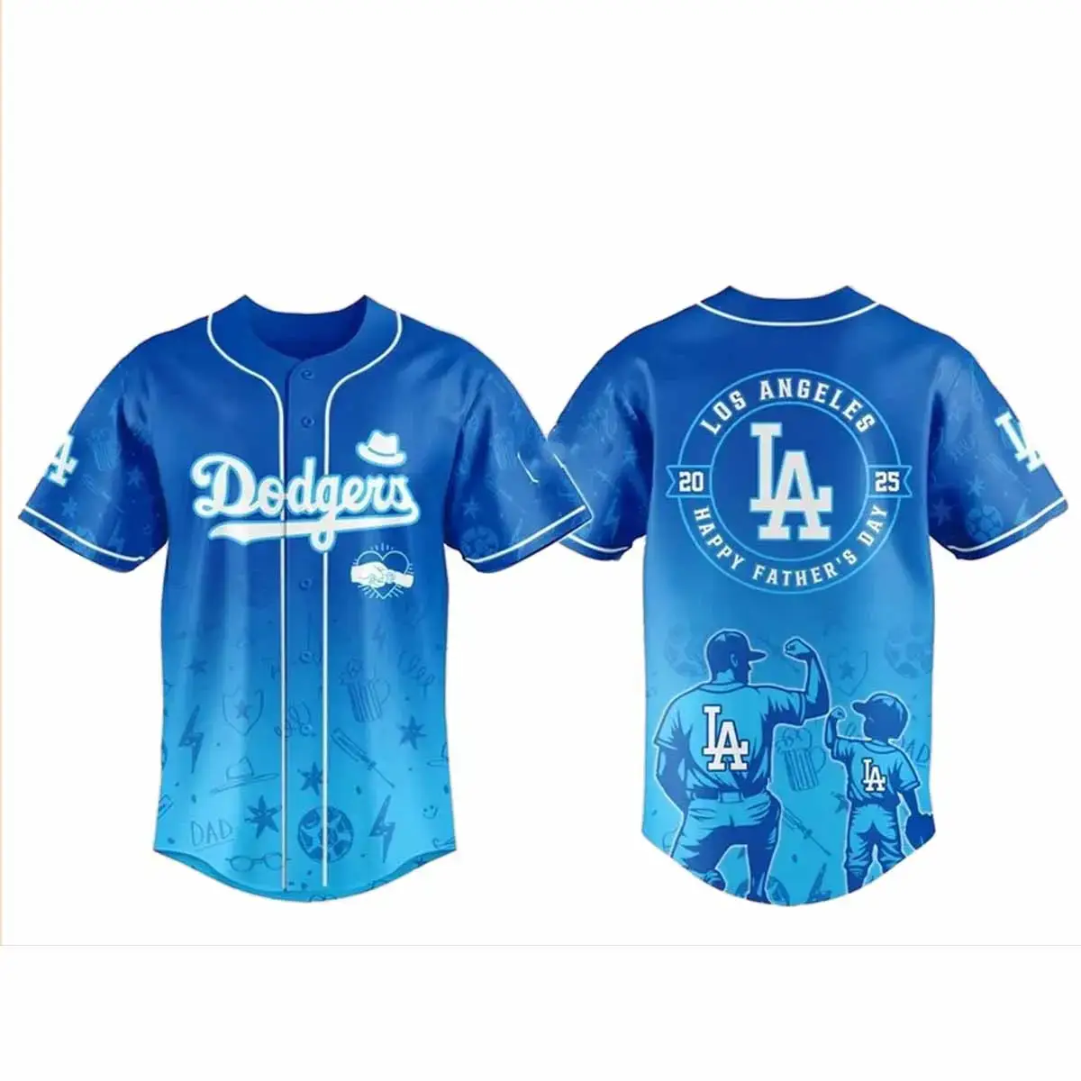 2025 LA Dodgers Happy Father Day Baseball Jersey Image