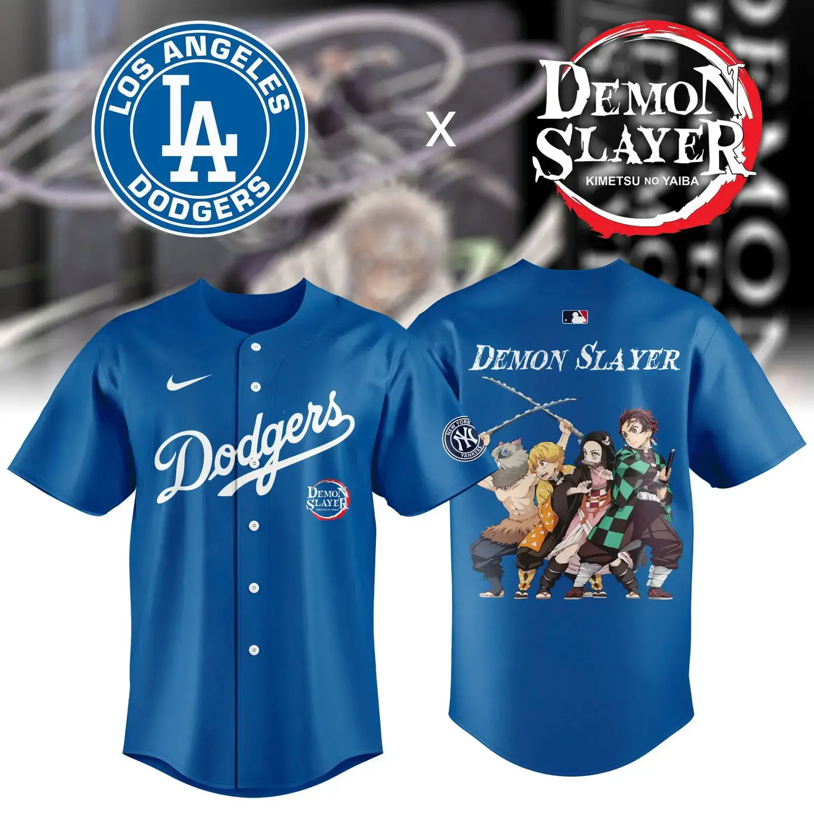 2025 Los Angeles Dodgers Demon Slayer Baseball Jersey Gifts For Baseball Lovers Image