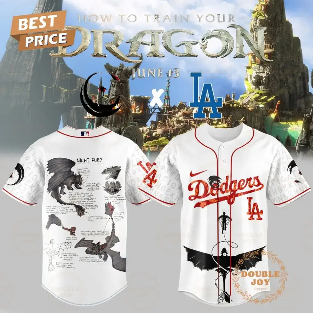 2025 Los Angeles Dodgers How To Train Your Dragon "Night Fury" Limited Edition Baseball Jersey Image