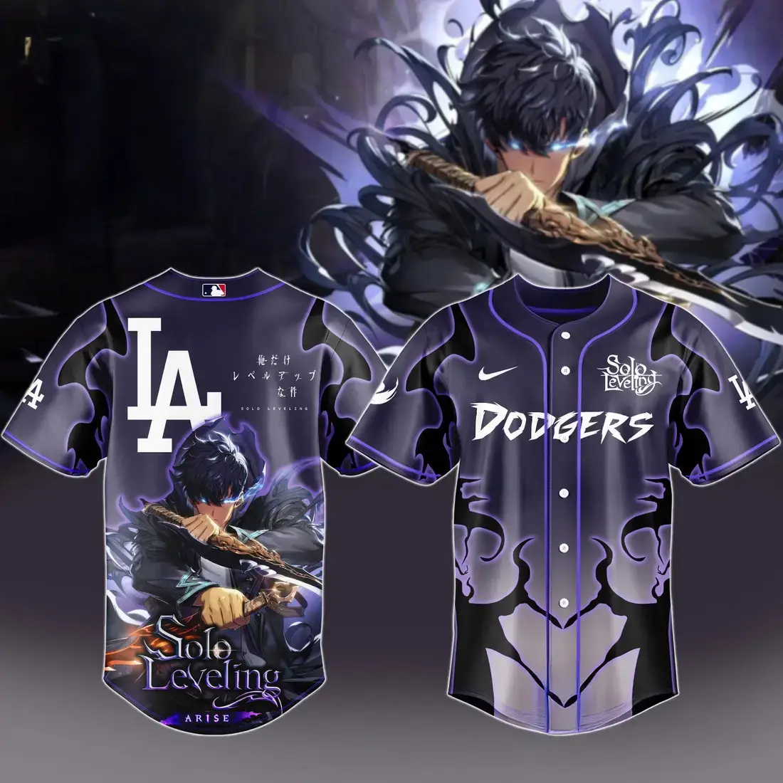 2025 Los Angeles Dodgers x Solo Leveling Baseball Jersey Cool Baseball Gifts Image