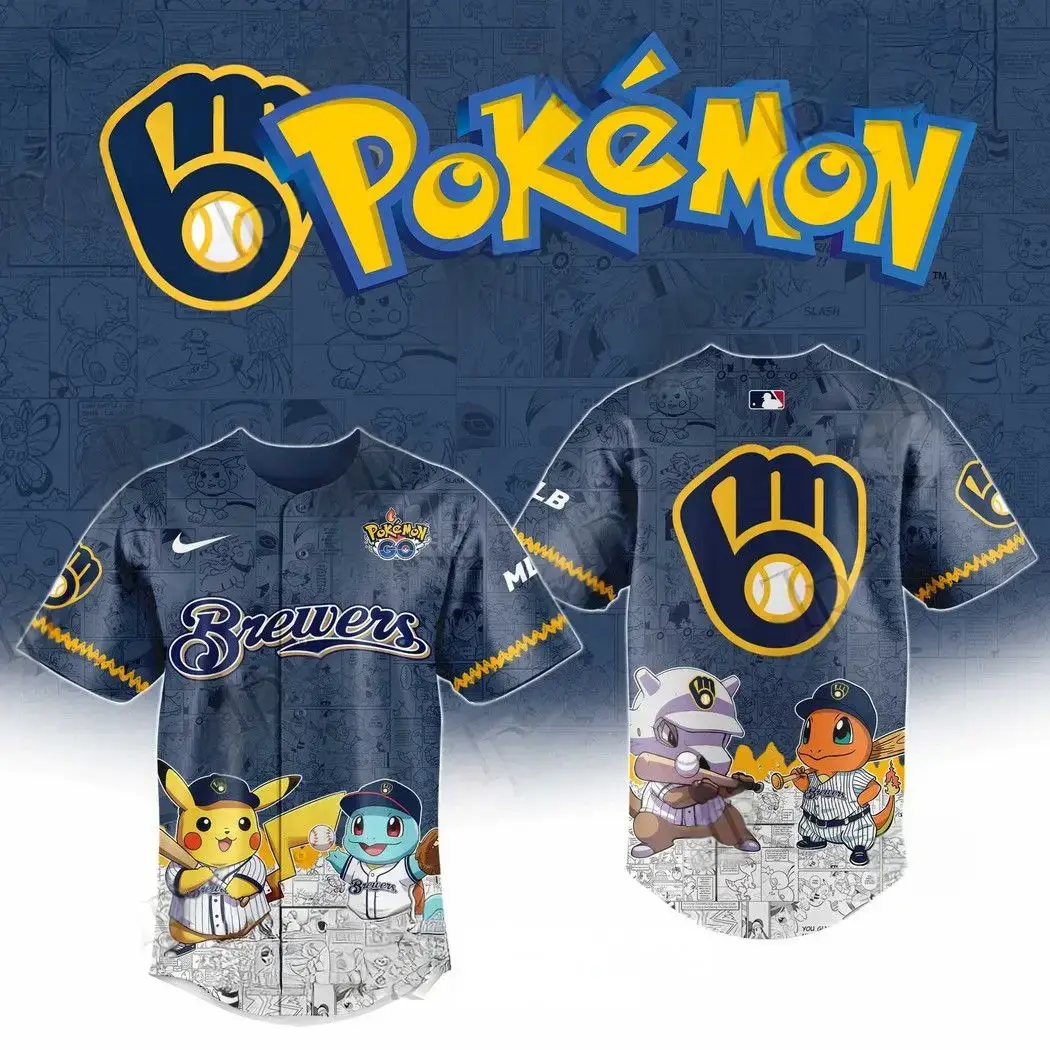 2025 Milwaukee Brewers Pokemon Go Special Edition Baseball Jersey Gift For Baseball Lover Image