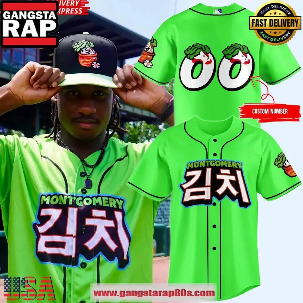 2025 Montgomery Biscuits x Kimchi Special Custom Baseball Jersey Shirt Image