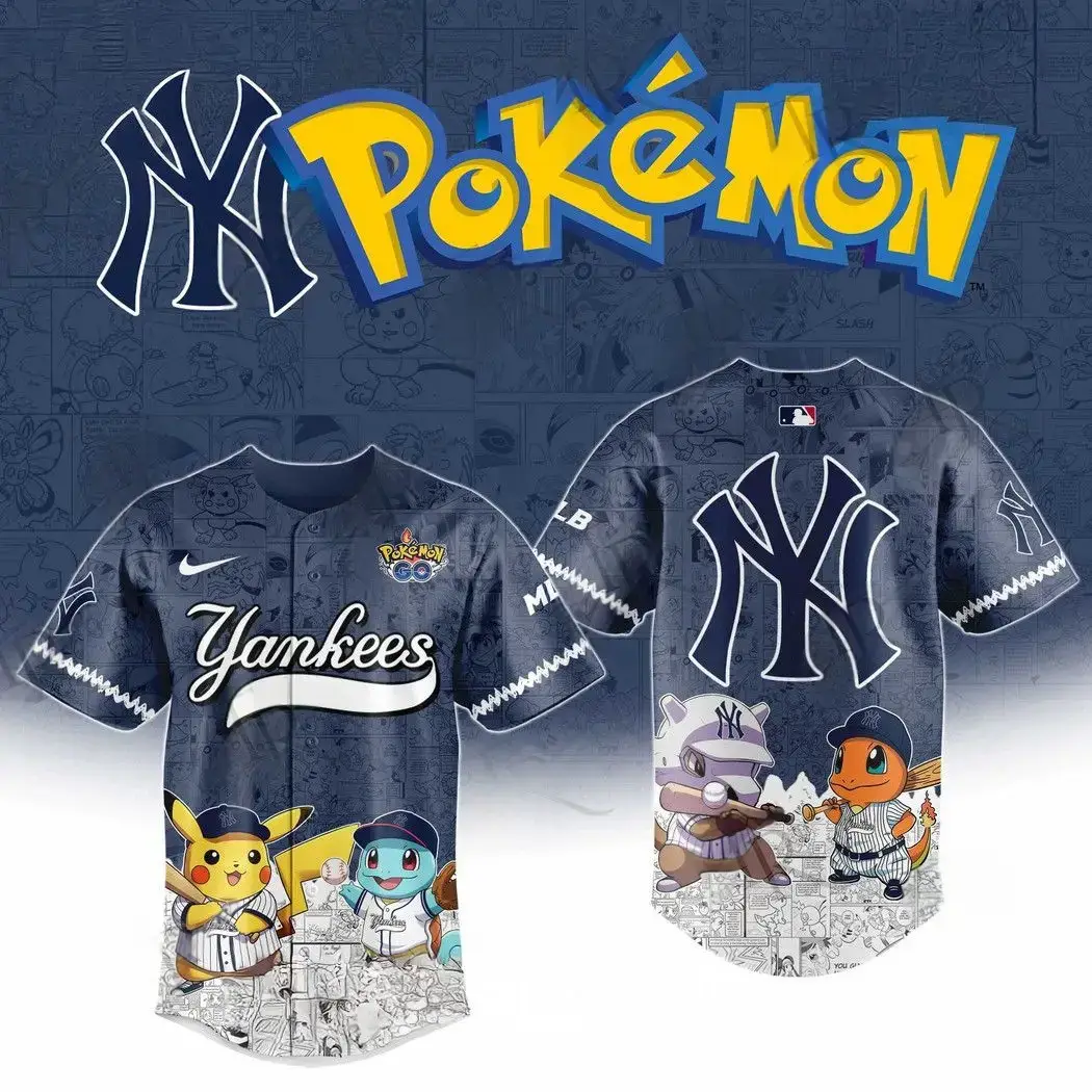 2025 New York Yankees Pokemon Go Special Edition Baseball Jersey Gifts For Baseball Fans Image