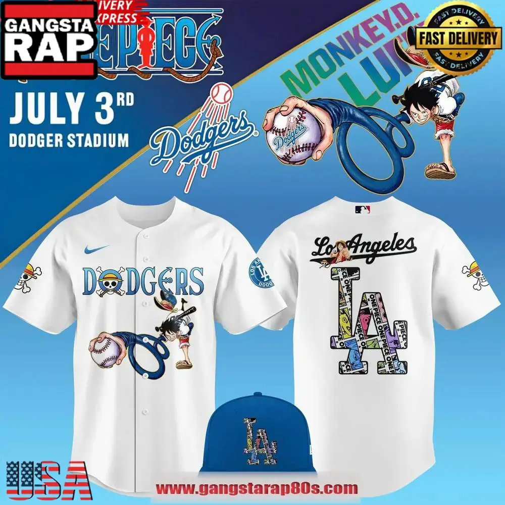 2025 One Piece Night x Los Angeles Dodgers Stadium Baseball Jersey Shirt Image