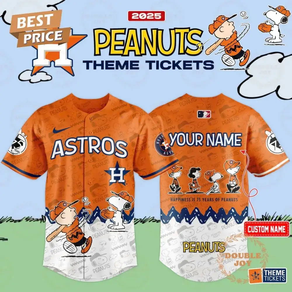 2025 Peanuts Theme Tickets Houston Astros Custom Name Limited Edition Baseball Jersey Image