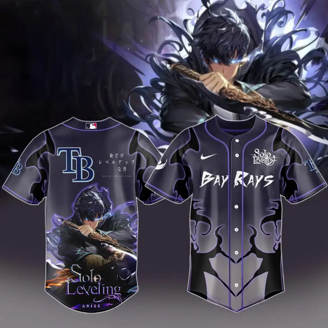 2025 Tampa Bay Rays x Solo Leveling Baseball Jersey Unique Gifts For Baseball Fans Image