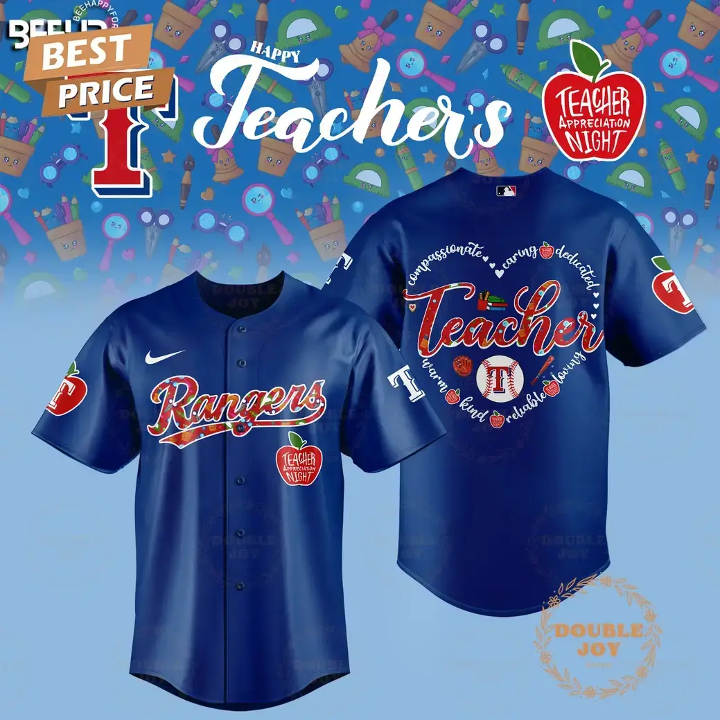 2025 Texas Rangers Happy Teachers Appreciation Night Limited Edition Baseball Jersey - Blue Image