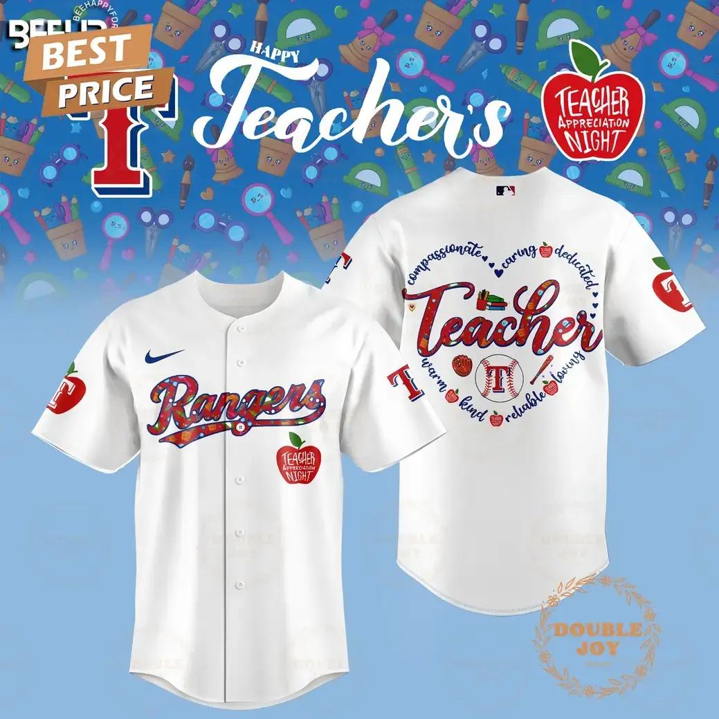 2025 Texas Rangers Happy Teachers Appreciation Night Limited Edition Baseball Jersey - White Image