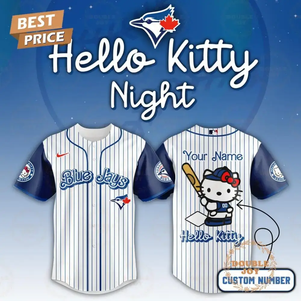 2025 Toronto Blue Jays Mlb Hello Kitty Night Custom Name Limited Edition Baseball Jersey Image