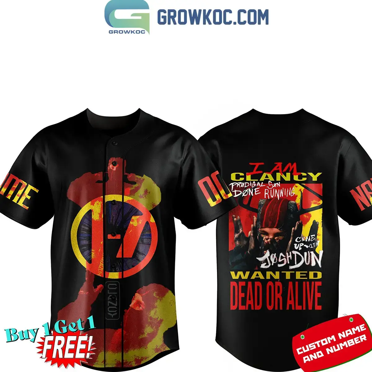 21 Pilots I Am Clancy Wanted Dead Or Alive Personalized Baseball Jersey Image