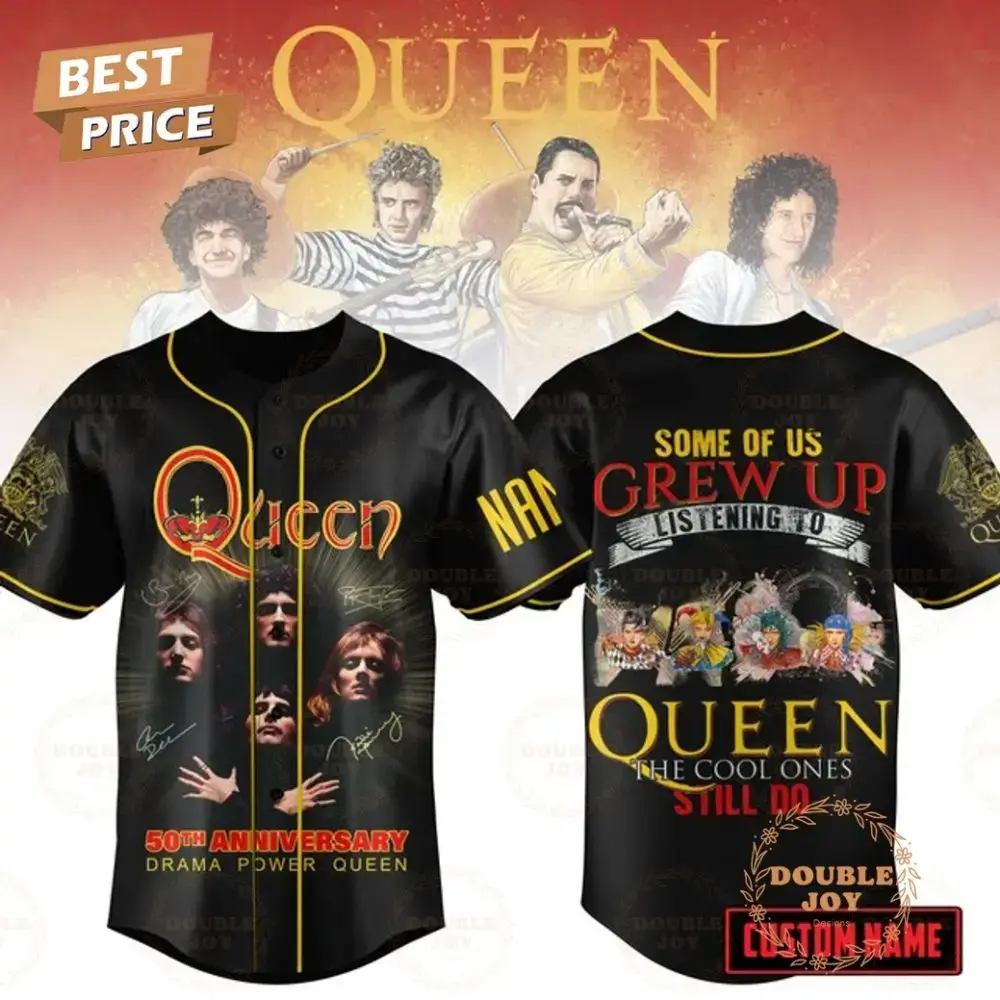 50Th Anniversary Some Of Us Grew Up Listening To Queen The Cool Ones Still Do Custom Name Baseball Jersey Image