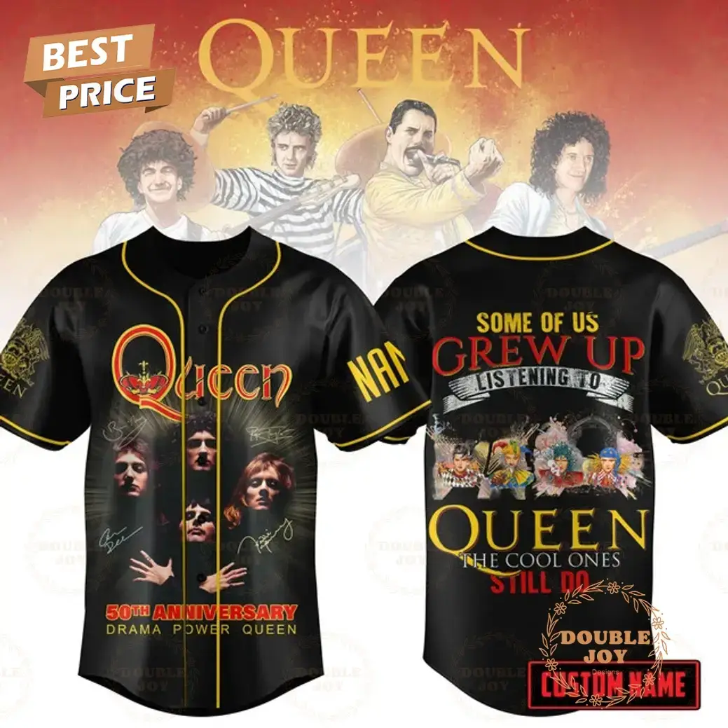 50th Anniversary Some Of Us Grew Up Listening To Queen The Cool Ones Still Do Custom Name Baseball Jersey Image