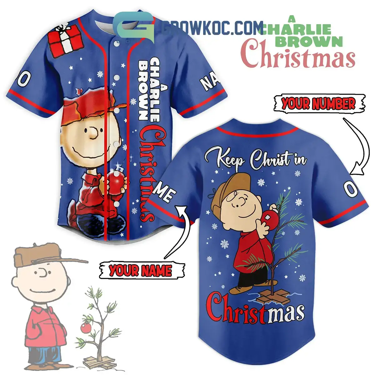 A Charlie Brown Christmas Keep Christ In Christmas Custom Name Baseball Jersey Image
