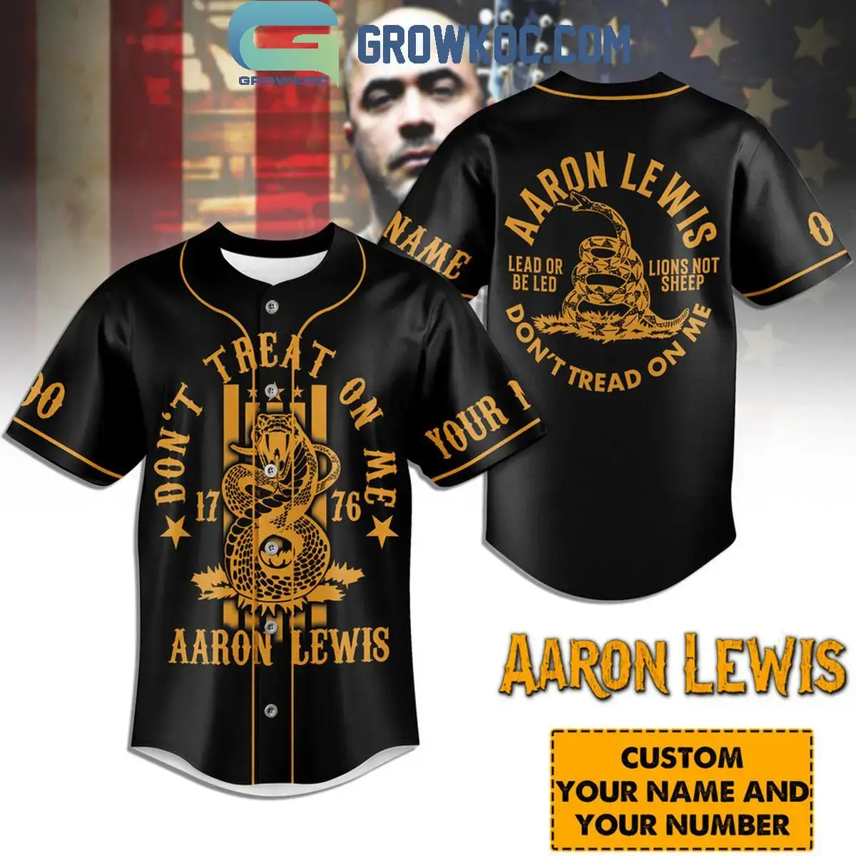 Aaron Lewis Don't Tread On Me Personalized Baseball Jersey Image