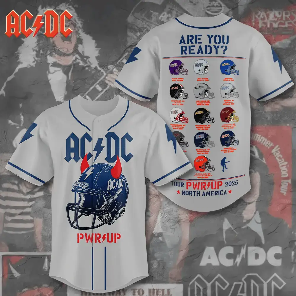 AC DC Pwr Up Tour 2025 Baseball Jersey Gift Ideas For Music Lovers Image
