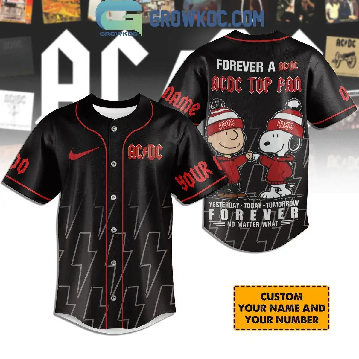 ACDC Forever A ACDC Top Fan No Matter What Personalized Baseball Jersey Image