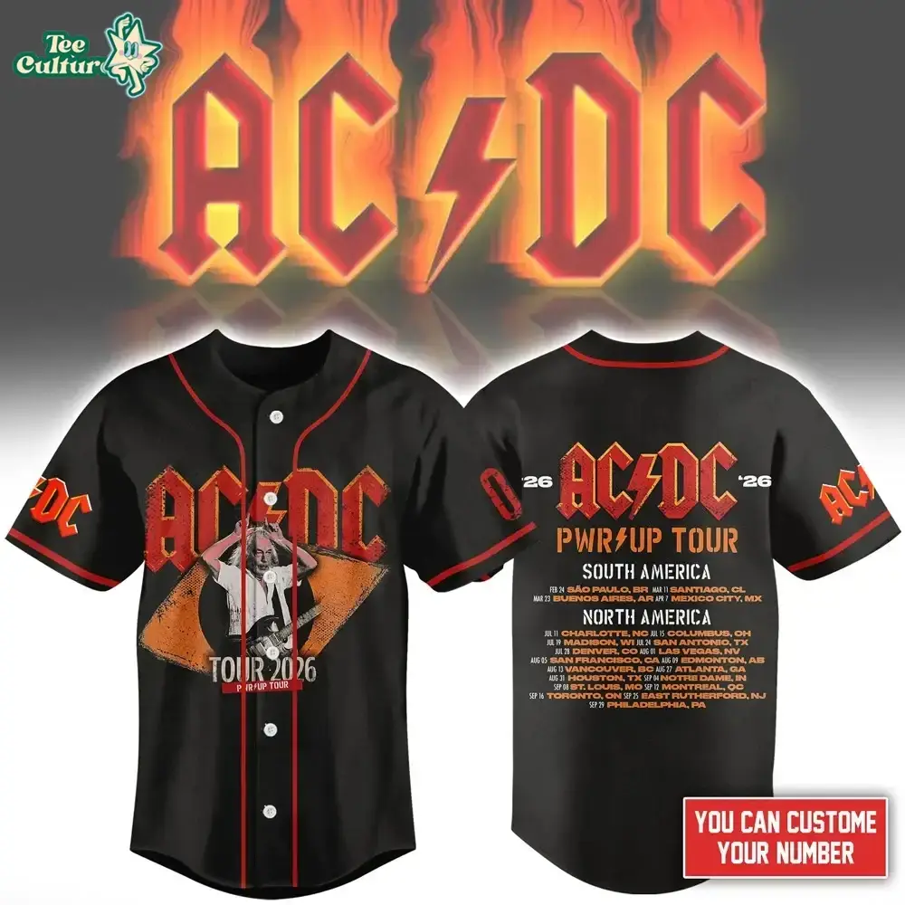 AC/DC PWR UP Tour 2026 Baseball Jersey With Tour Dates Image