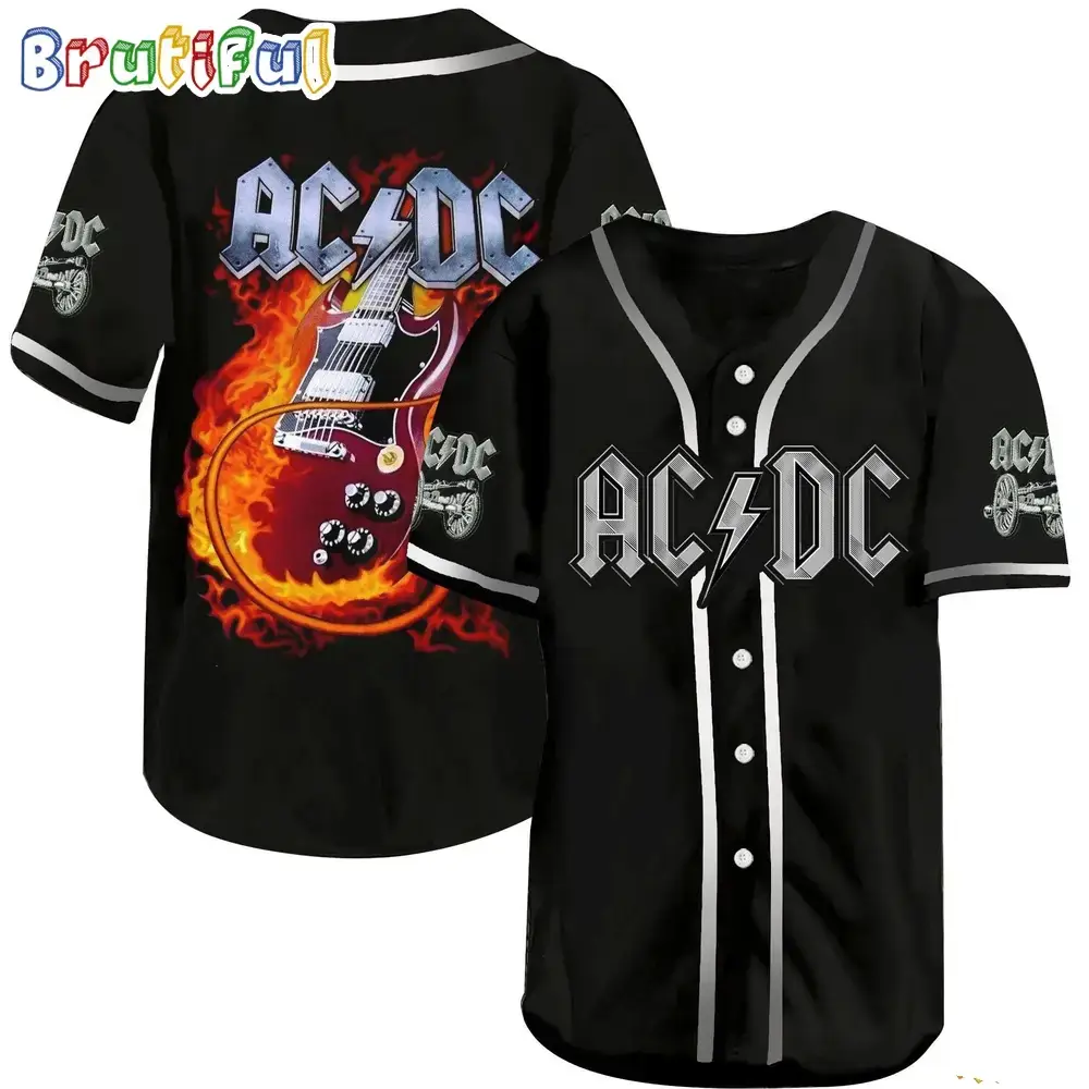ACDC World Tour Acdc Pwr Up Tour 2024 Jersey Electric Guitar Baseball Jersey Shirt Image