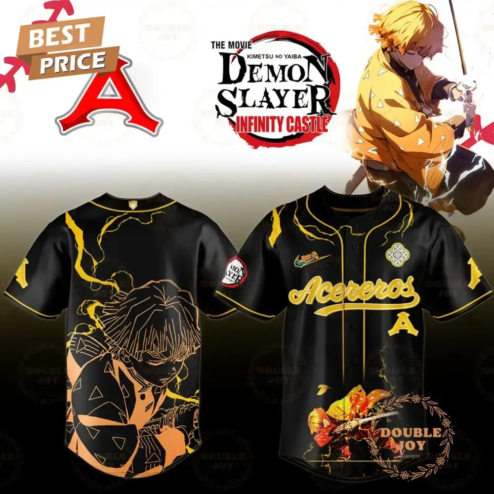 Acereros De Monclova X Demon Slayer Zenitsu Limited Edition 2025 Baseball Jersey Image