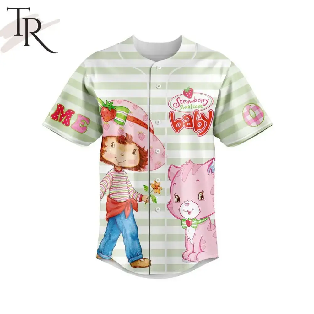 Adorable Strawberry Shortcake Baby Baseball Jersey - Cute Cartoon Design For Kids Image