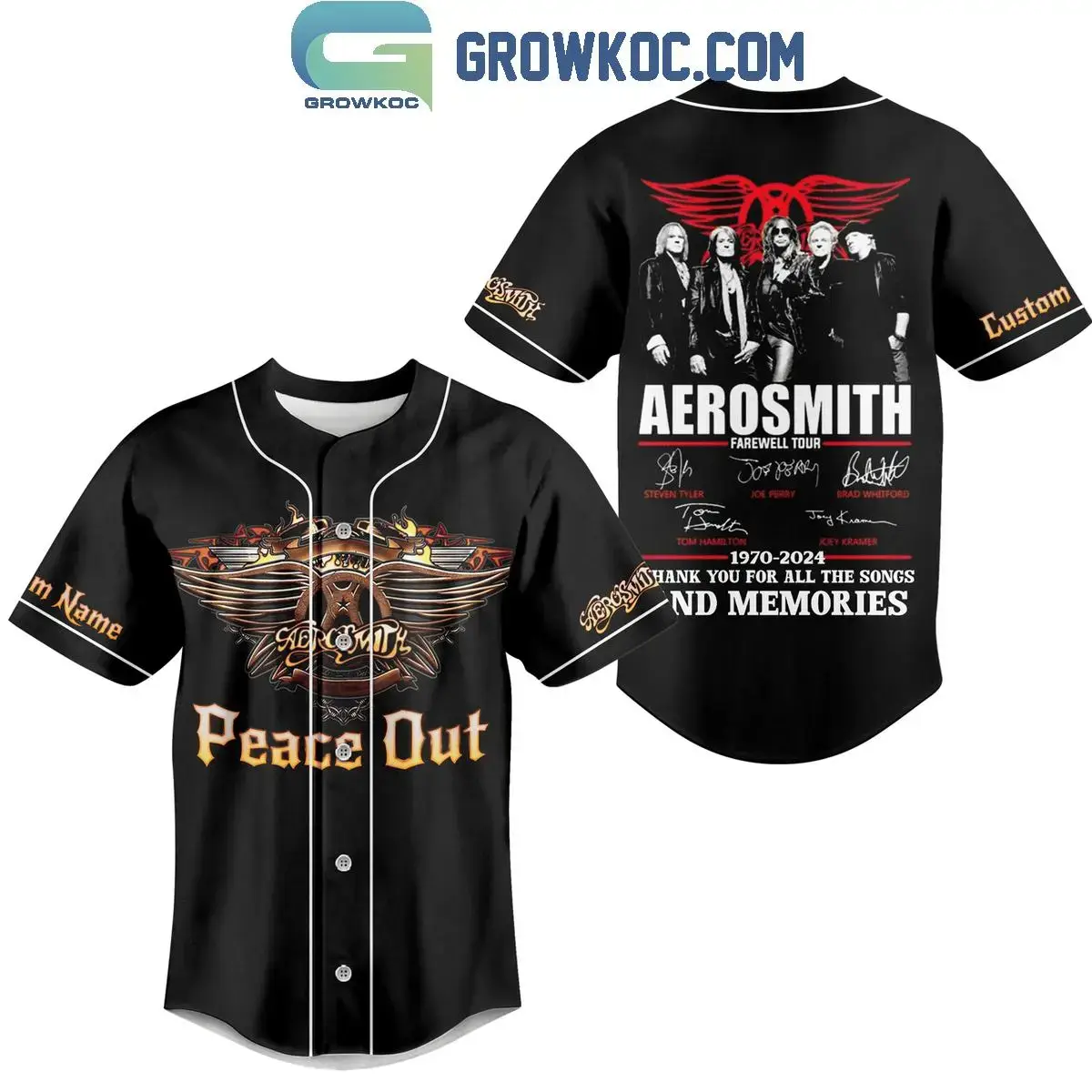 Aerosmith 1970-2024 Thank You For All The Songs Personalized Baseball Jersey Image