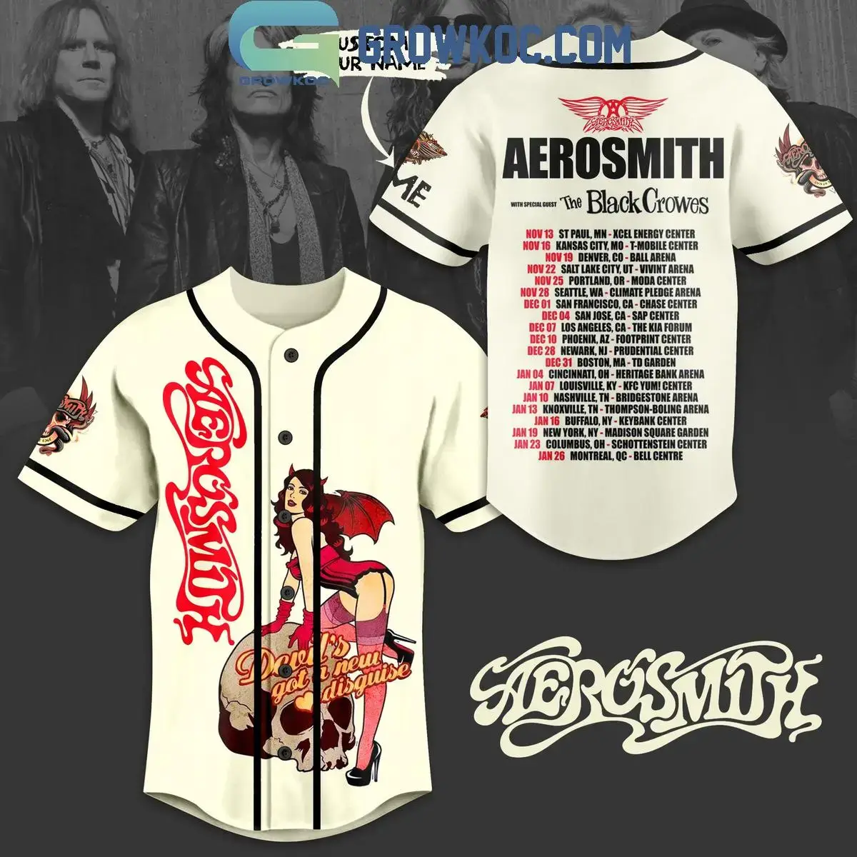 Aerosmith 2024 Tour With The Black Crowes Personalized Baseball Jersey Image