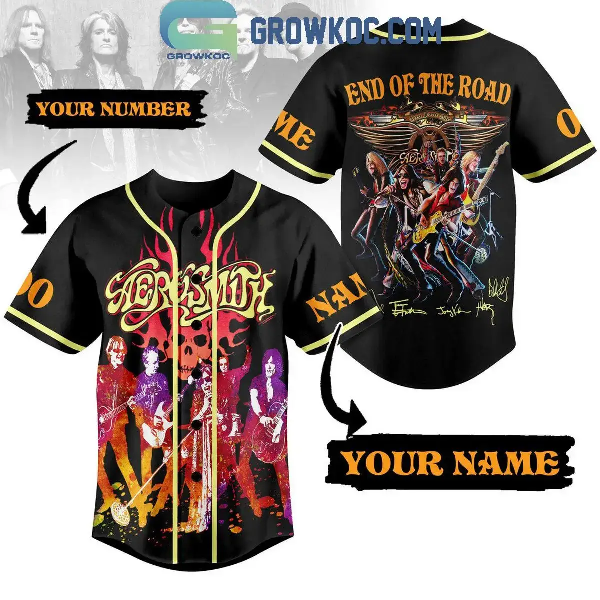 Aerosmith In The End Of The Road Personalized Baseball Jersey Image