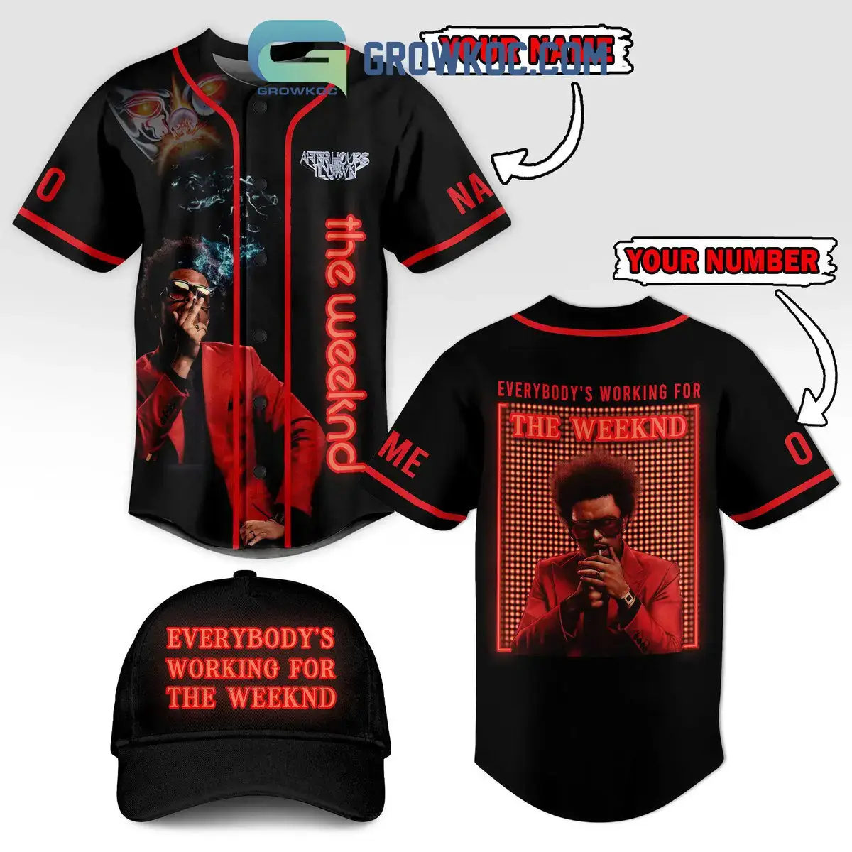 After Hours Til Dawn Everybody's Working For The Weeknd Personalized Baseball Jersey Image