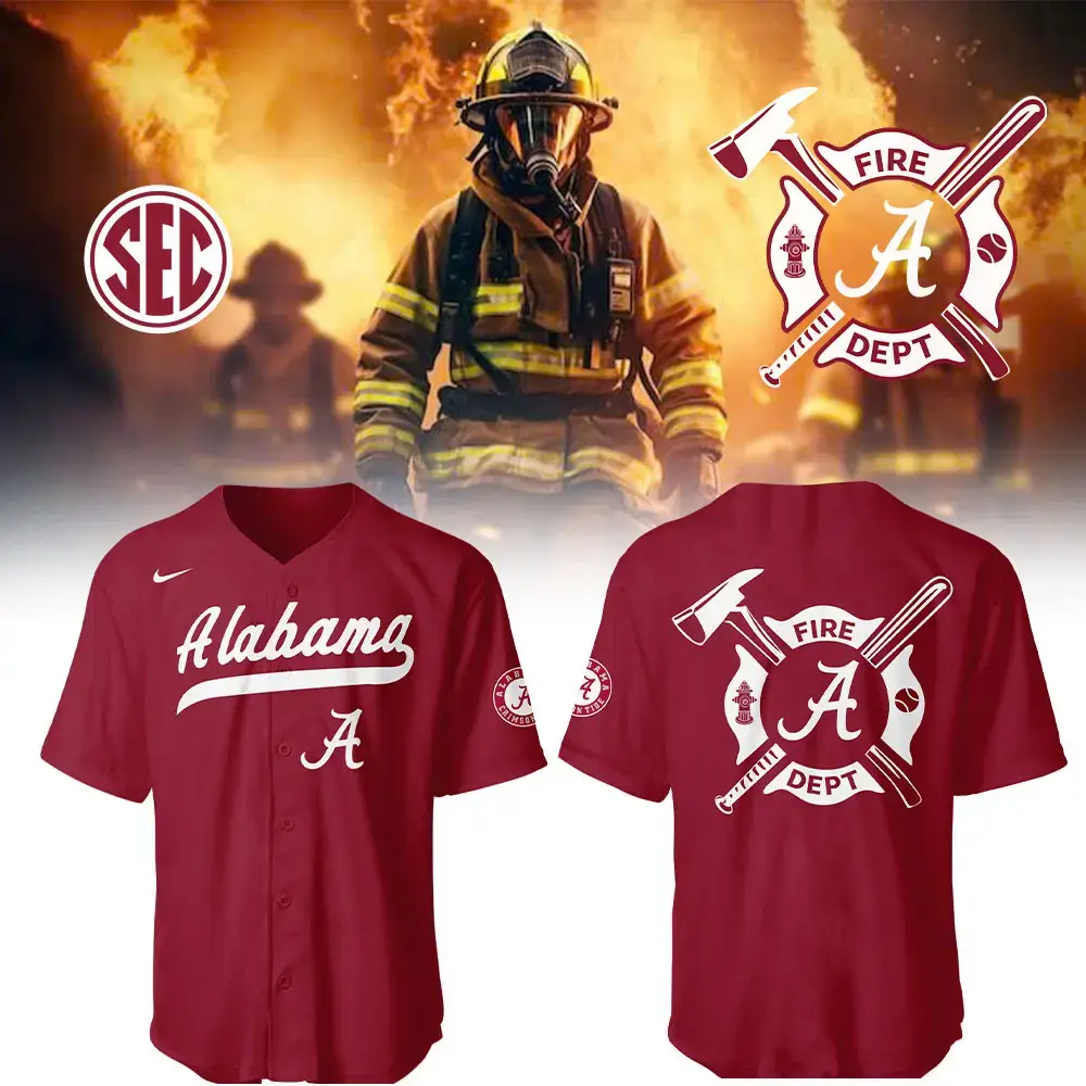 Alabama Baseball x Firefighter Appreciation Night Jersey Baseball Mom Gifts Image