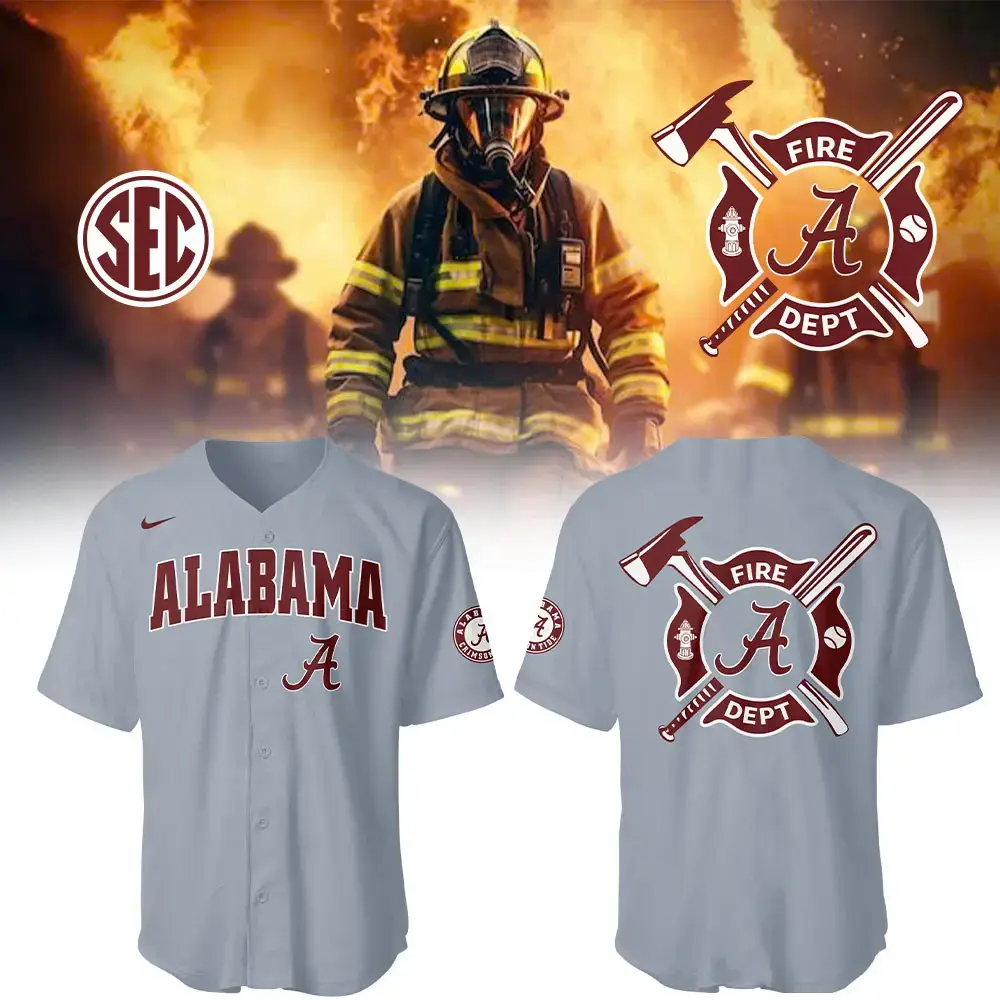 Alabama Baseball x Firefighter Appreciation Night Jersey Gifts For Baseball Fans Image