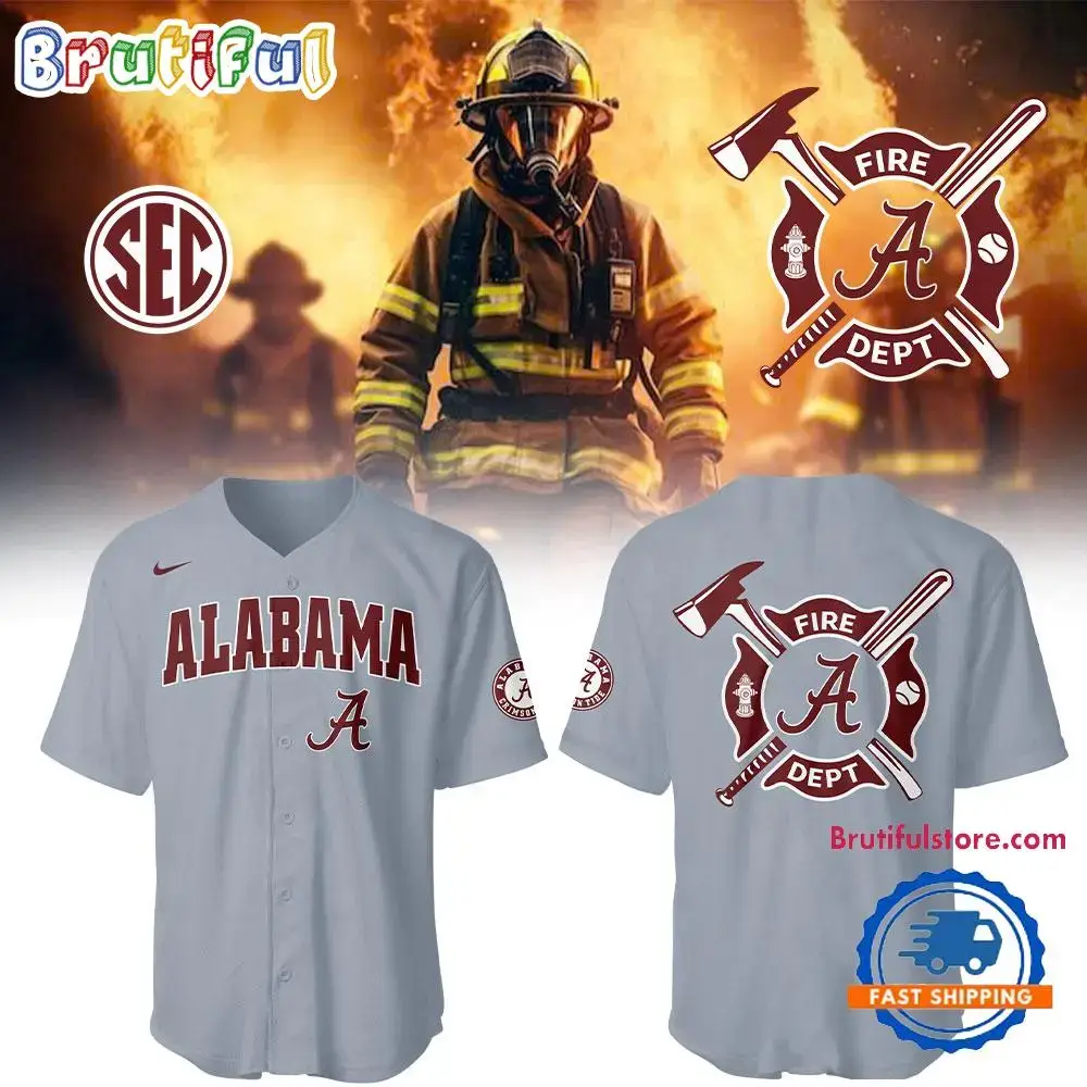 Alabama Crimson Tide Baseball X Firefighter Appreciation 2025 All Over Print Jersey Image