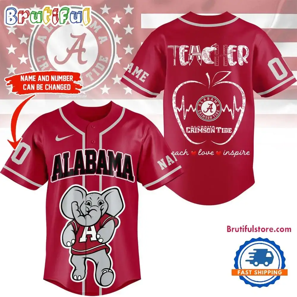 Alabama Crimson Tide Mascot Teacher Appreciation Month Baseball Jersey Image