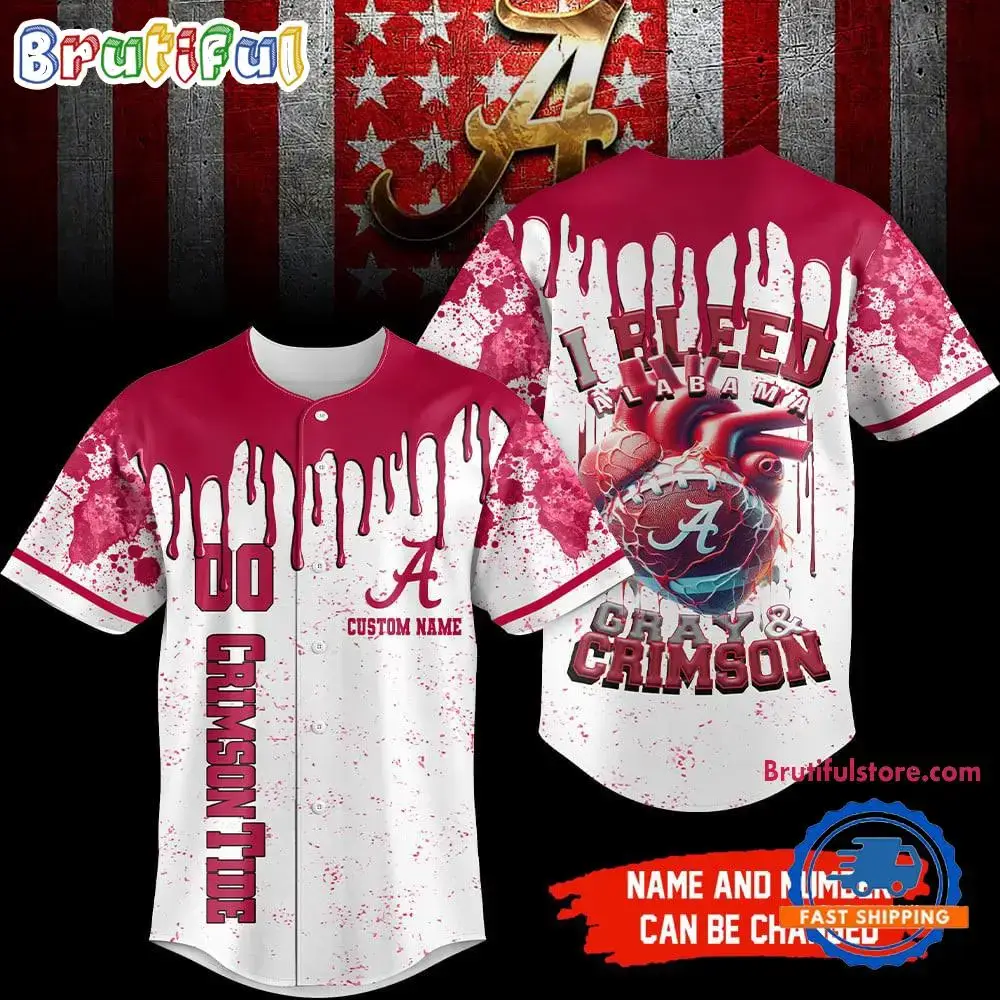 Alabama Crimson Tide Ncaa I Bleed Baseball Jersey Image
