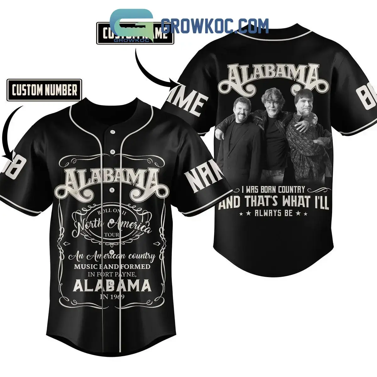 Alabama I Was Born Country And That's What I'll Always Be Personalized Baseball Jersey Image